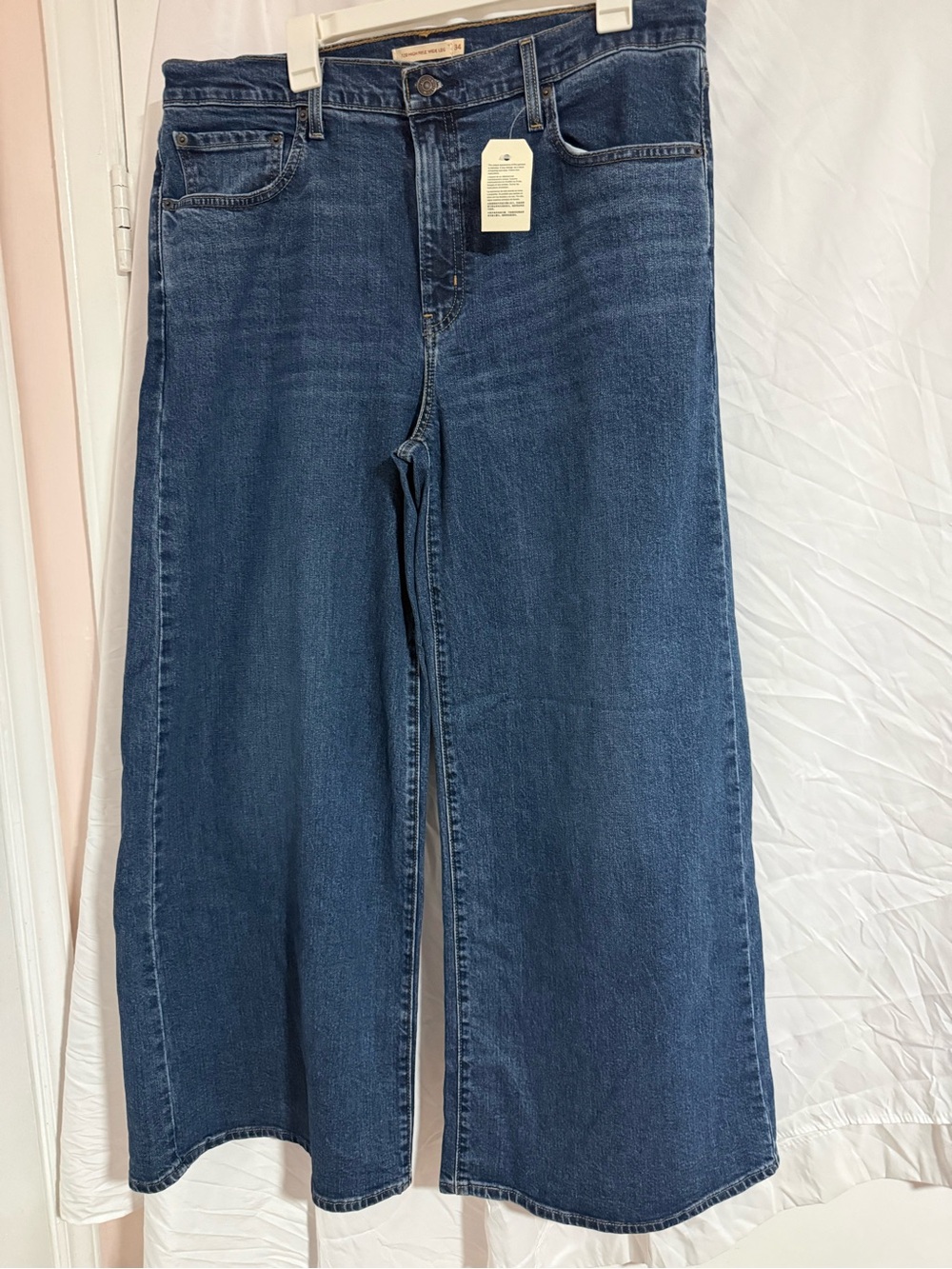 Levi's 728 High Rise Wide Leg Dark Blue Jeans